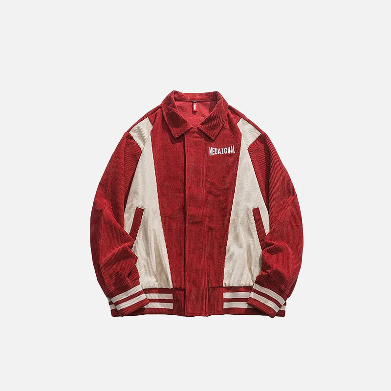 Red Splicing Varsity Jacket – DAXUEN