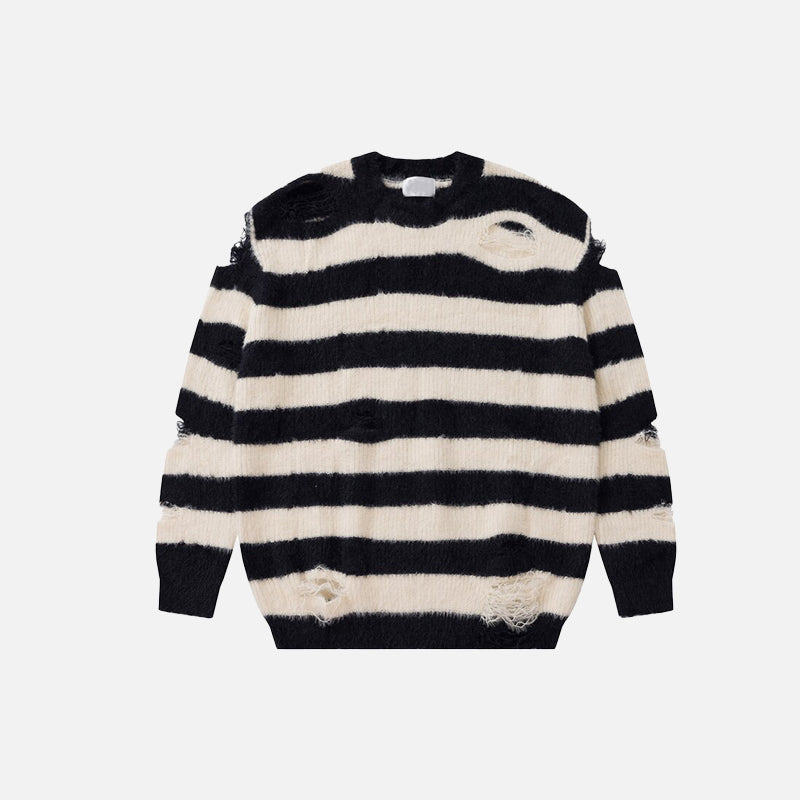 Ripped hot sale striped sweater