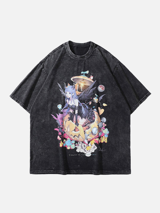 Anime Girl Halloween Graphic T-shirt – DAXUEN