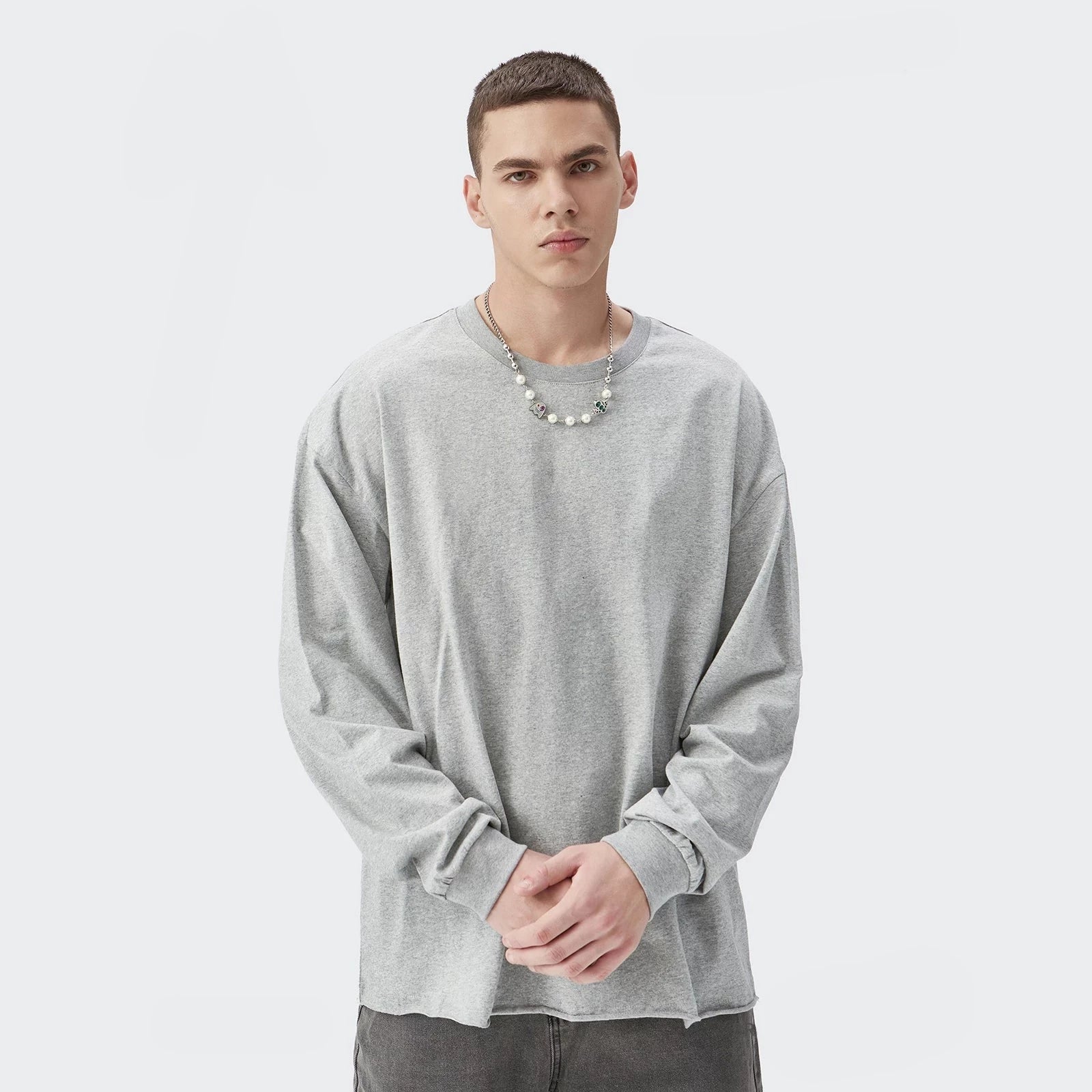 Essential Oversized Long Sleeve T-Shirt - White / S