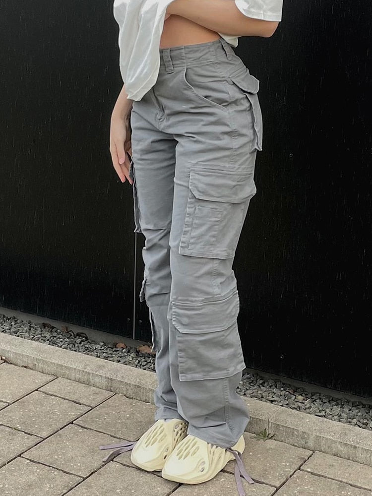 Emmiol Free shipping 2024 Vintage Parachute Cargo Pants Gray S in
