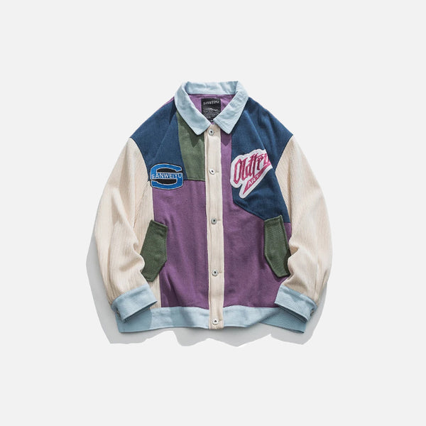 Colorful Patchwork Retro Varsity Jacket