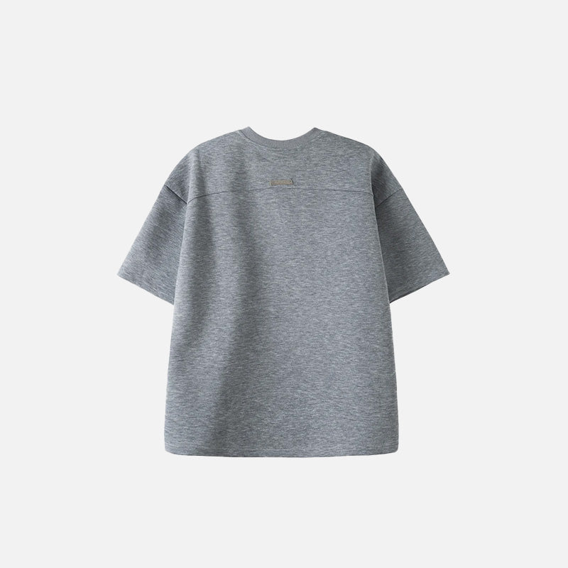 Back view of the Casual Grey Half-Zip T-shirt in a gray background