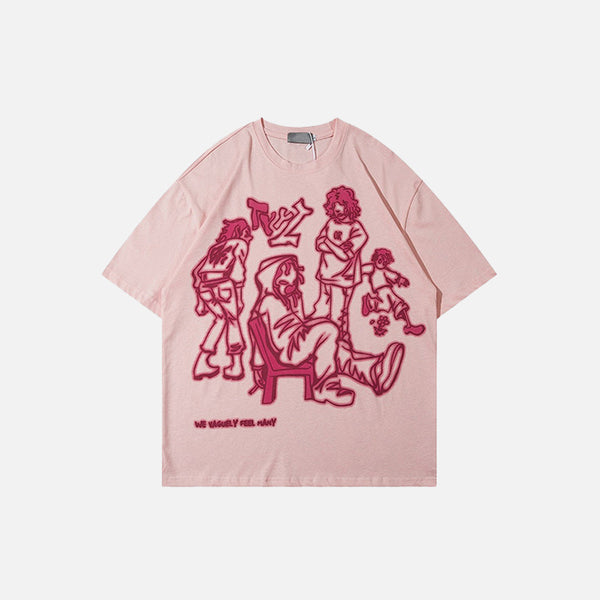 Front view of the pink Youth Life T-shirt from DAXUEN.