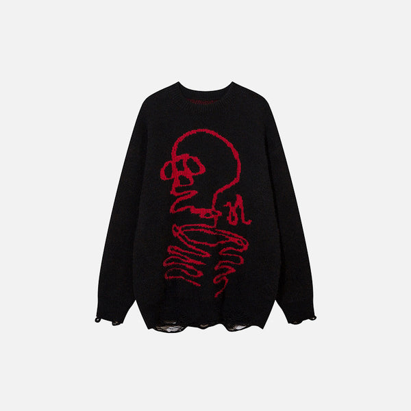 Knitted Skull Holes Jumper Sweater