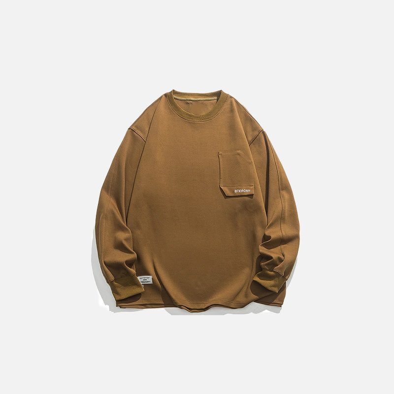 Front view of the brown Rustic Earth Loose Sweatshirt in a gray background