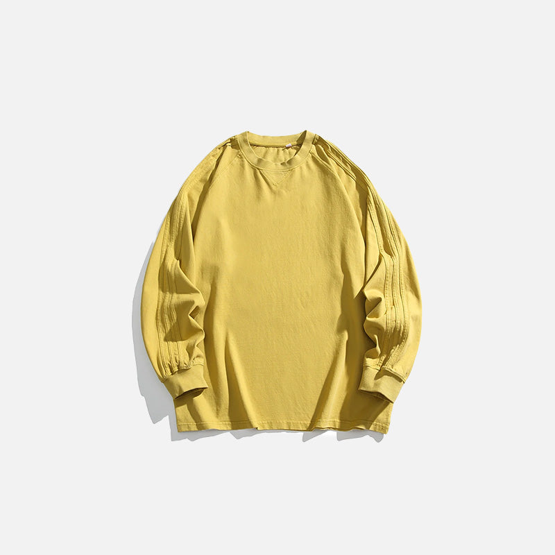 Front view of the yellow Classic Comfort Long Sleeve T-shirt in a gray background