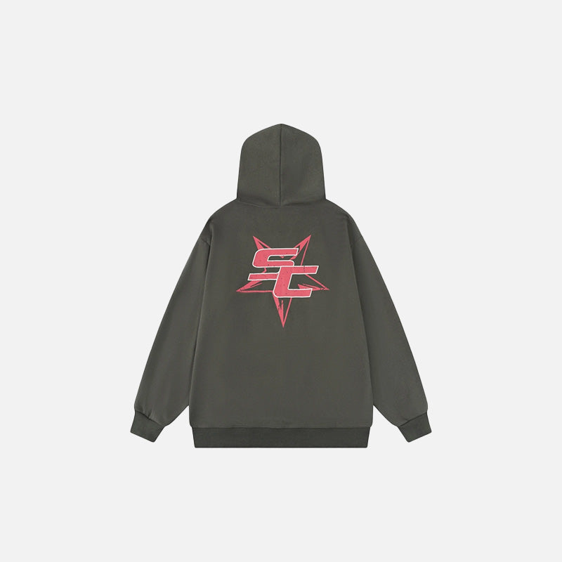 Back view of the grey World Tour Icon Hoodie in a gray background