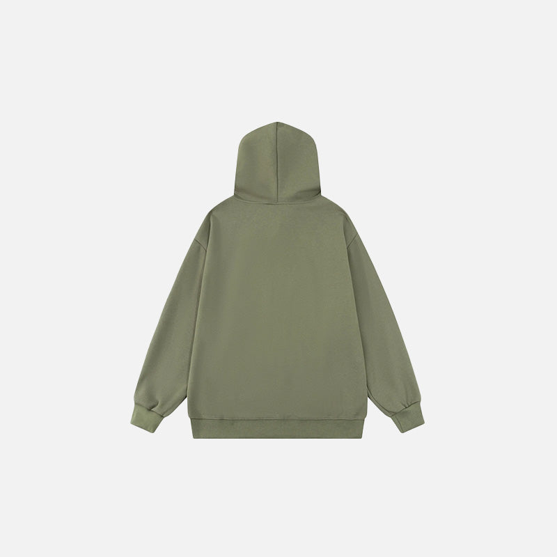 Back view of the green Y2k Laser lamp Graphic Hoodie in a gray background