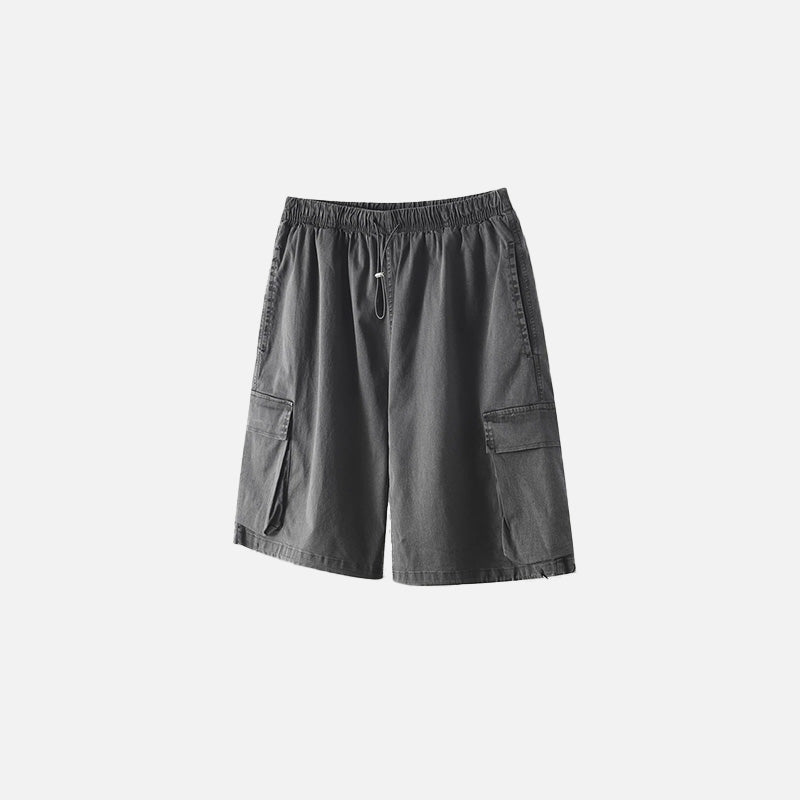 Front view of the dark grey Vintage Washed Cargo Shorts 