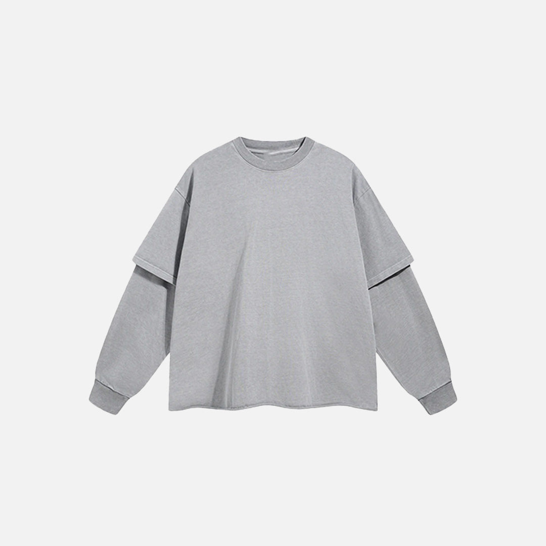 Front view of the light gray Twin Layered Comfort T-shirt in a gray background