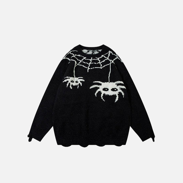 Spider Embroidery Oversized Sweater