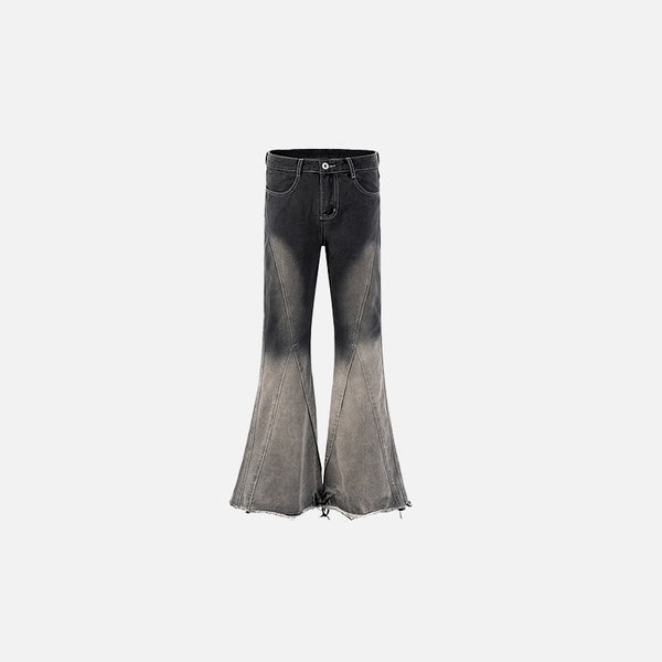 Front view of the black Women's Vintage Flare Jeans in a gray background 