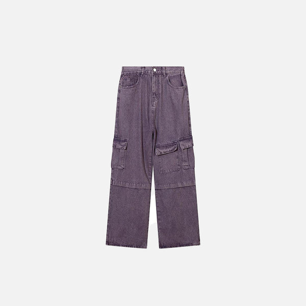 Purple Multi-pocket Denim Jeans