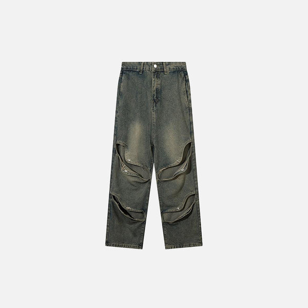 Front view of the Y2K High Street Denim Baggy Pants in a gray background 