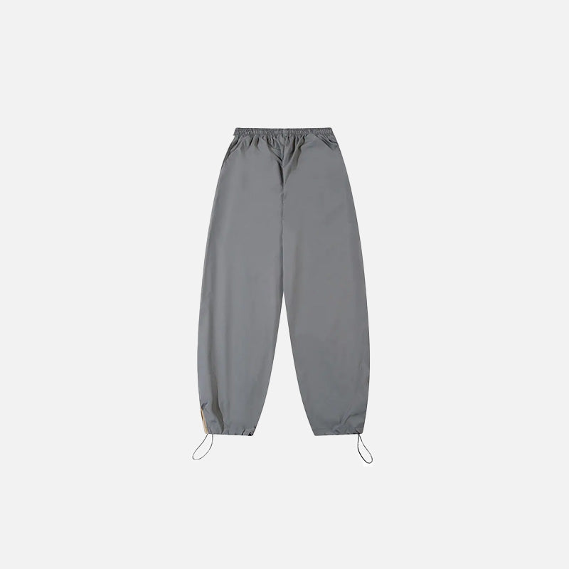 Back view of the gray Y2K Patchwork Joggers Baggy Pants in a gray background