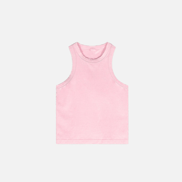 Front view of the pink Women's Washed Solid Top T-shirt in a gray background