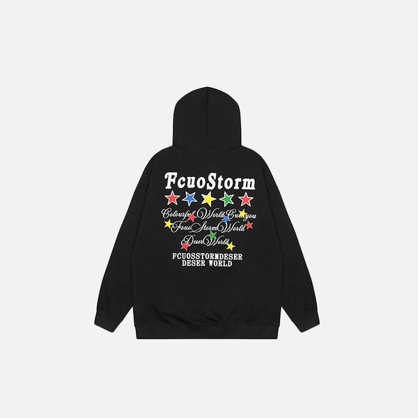 Sudadera con capucha y decoración de estrellas de colores