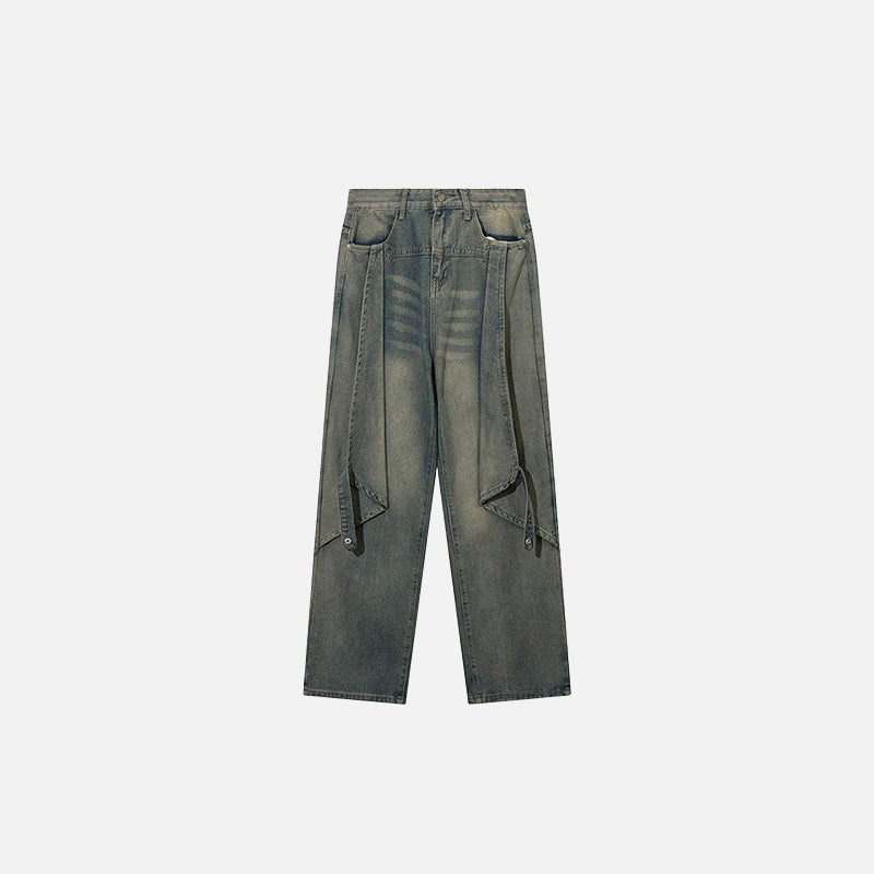 Front view of the Y2K Vintage High Street Denim Pants in a gray background