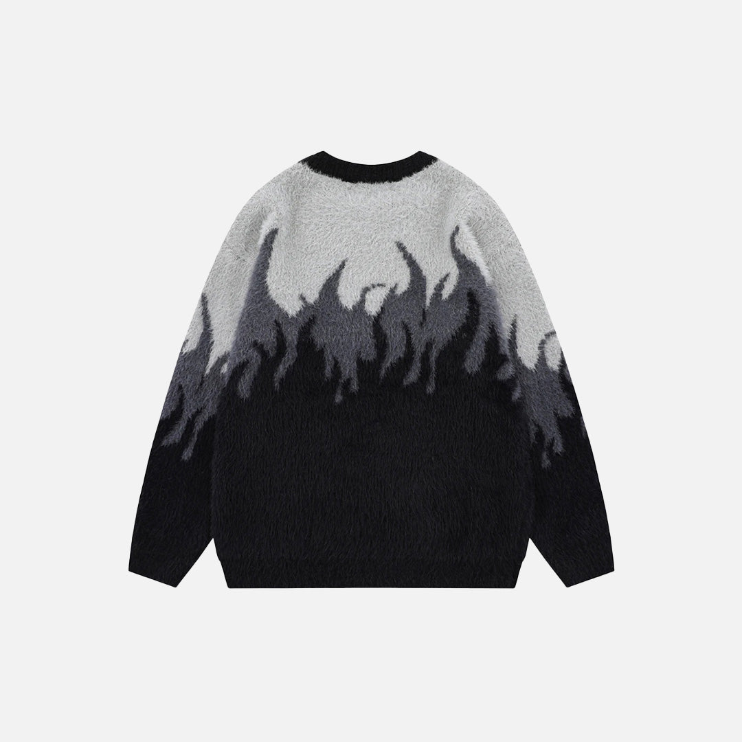 Back vew of the black Inferno Fade Sweater in a gray background