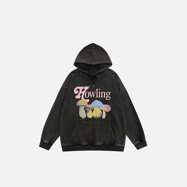 Sudadera con capucha y gráfico de hongo "Howling"