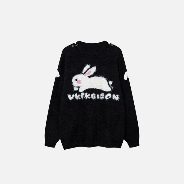 Rabbit Graphic Fuzzy Sweater