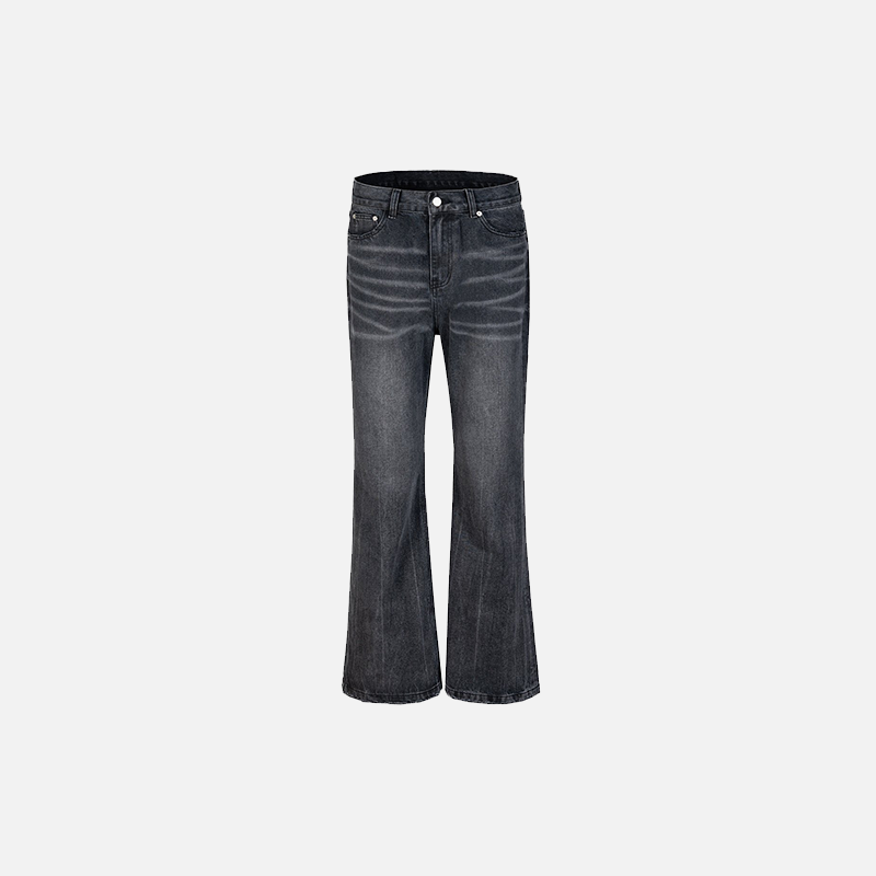 Front view of the black Washed Ash Micro-Jeans in a gray background 