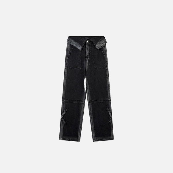 Washed Women's Cross Patch Black Jeans