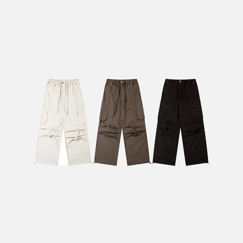 3 Variants showing different colors of the Loose Solid Color High Waist Cargo Pants