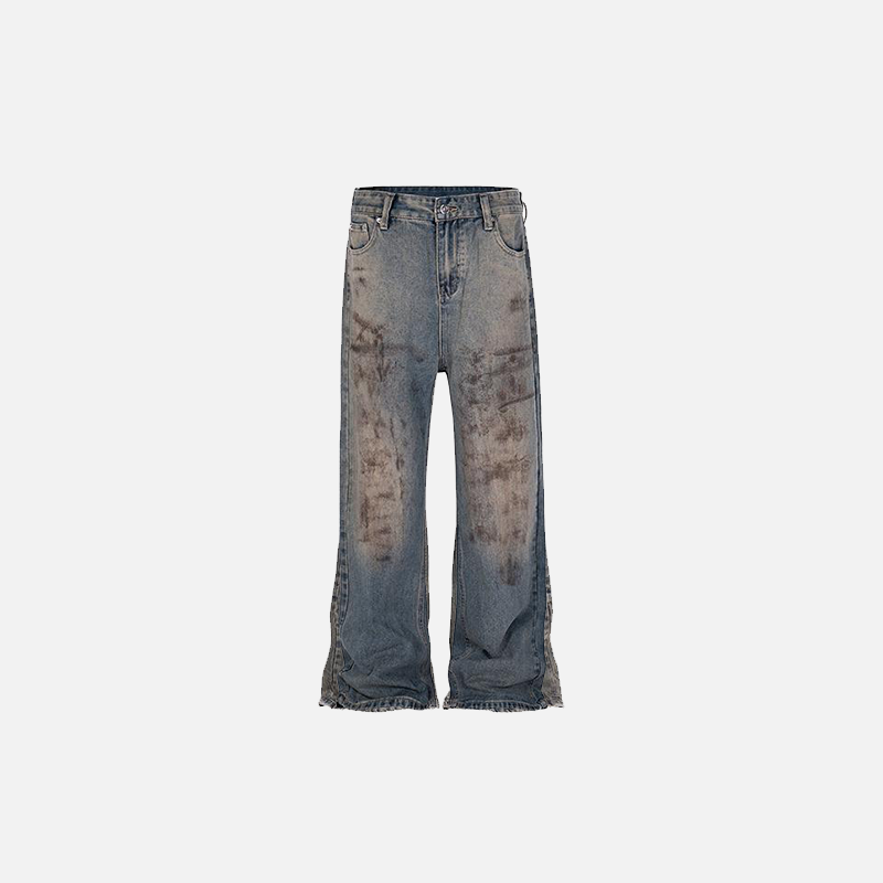 Front view of the dark blue Vintage Grunge Washed Denim in a gray background