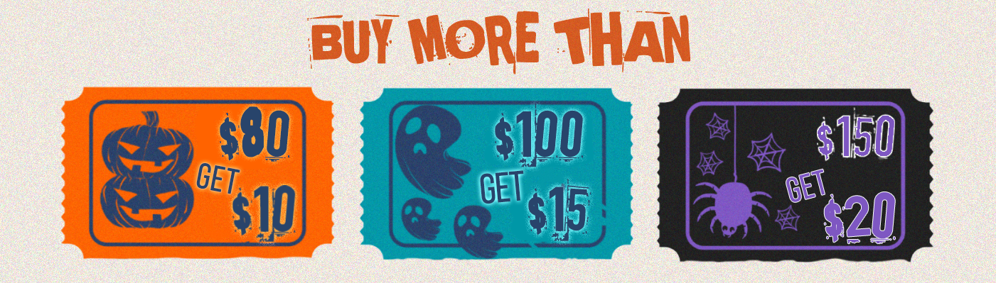 DAXUEN Discount system for the Halloween. IF you pay more than $80 you save $10.