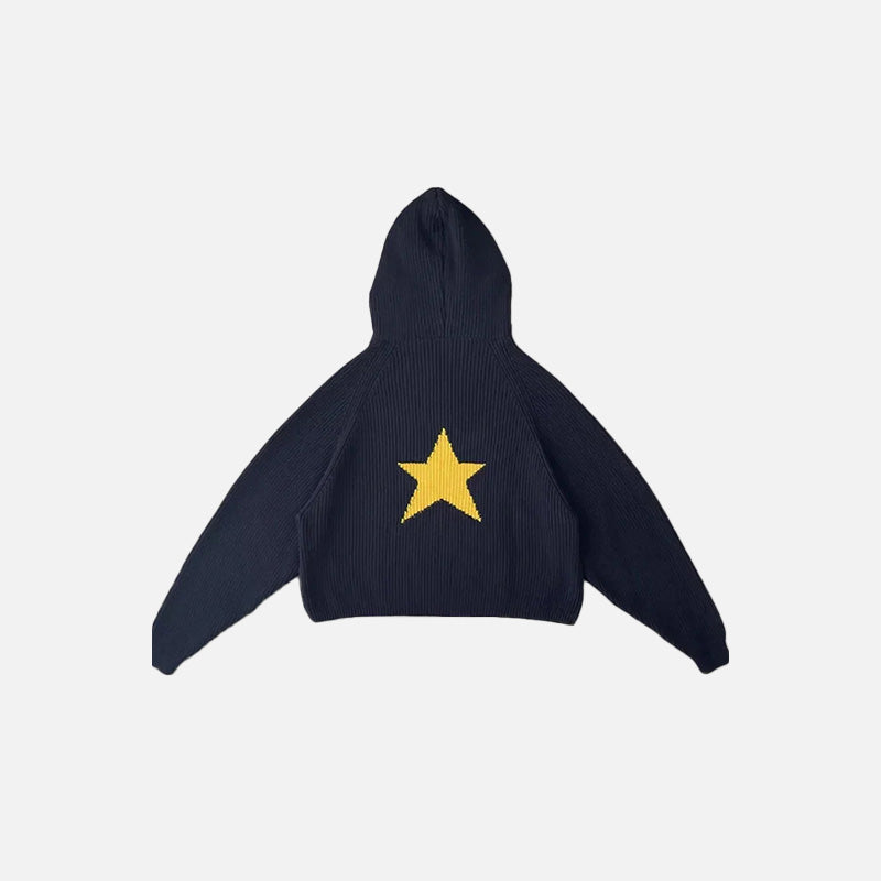 Back view of the navy Y2K Starburst Hoodie in a gray background