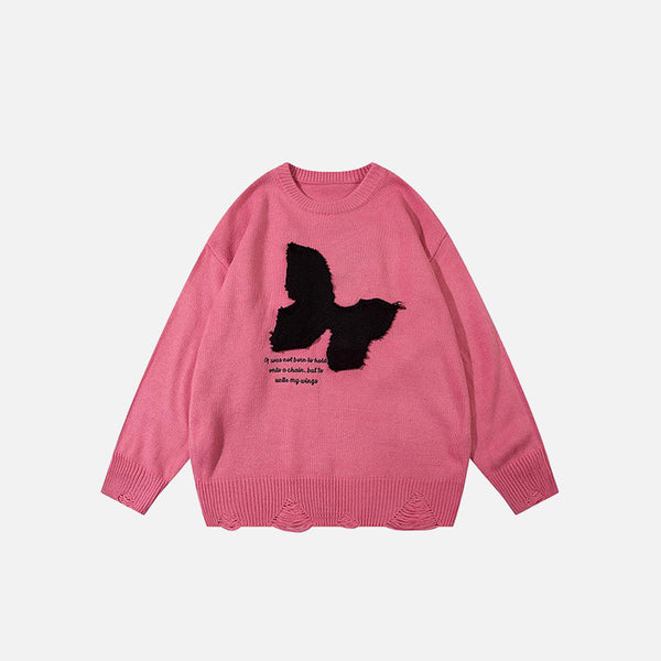 Butterfly Embroidery Loose Sweater