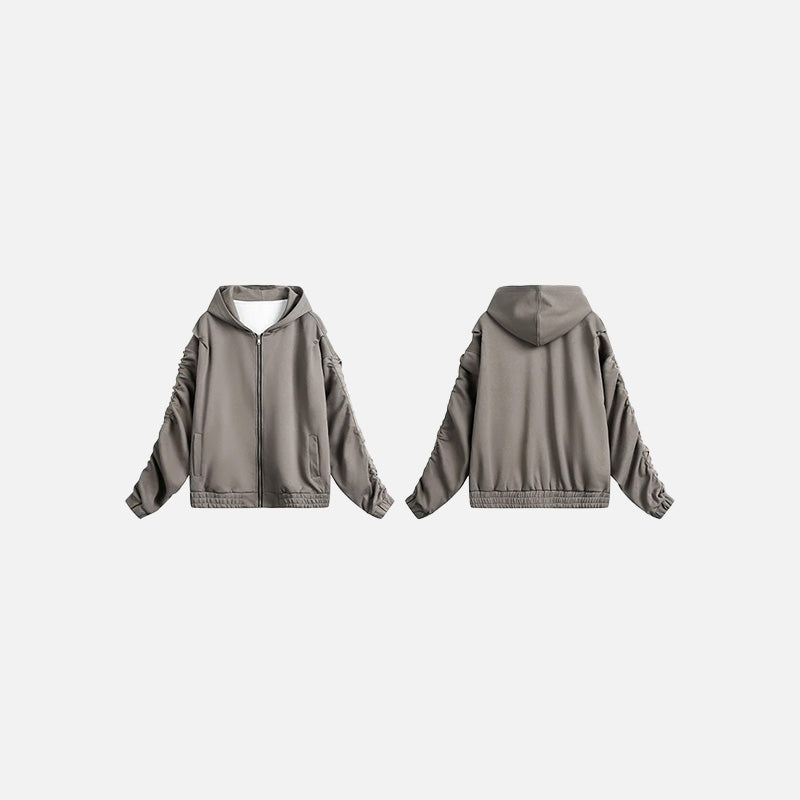 Front & Back view of the dark gray Edgy Urban Zip-Up Hoodie in a gray background