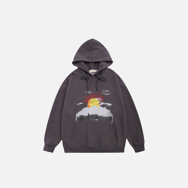 Y2K Retro Sunset Graphic Print Hoodie