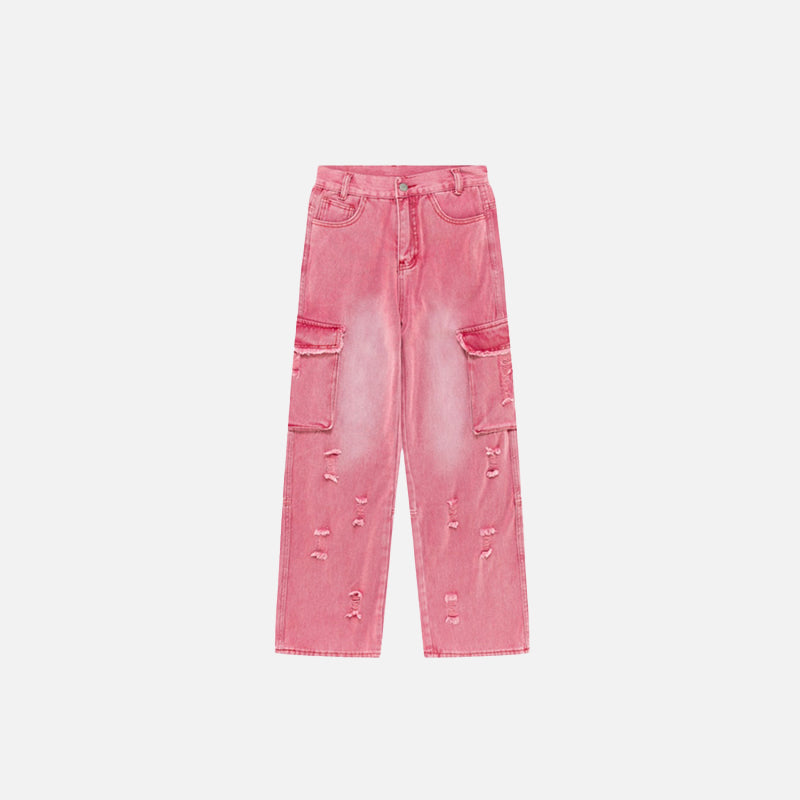 Vintage High Waist Pink Cargo Pants