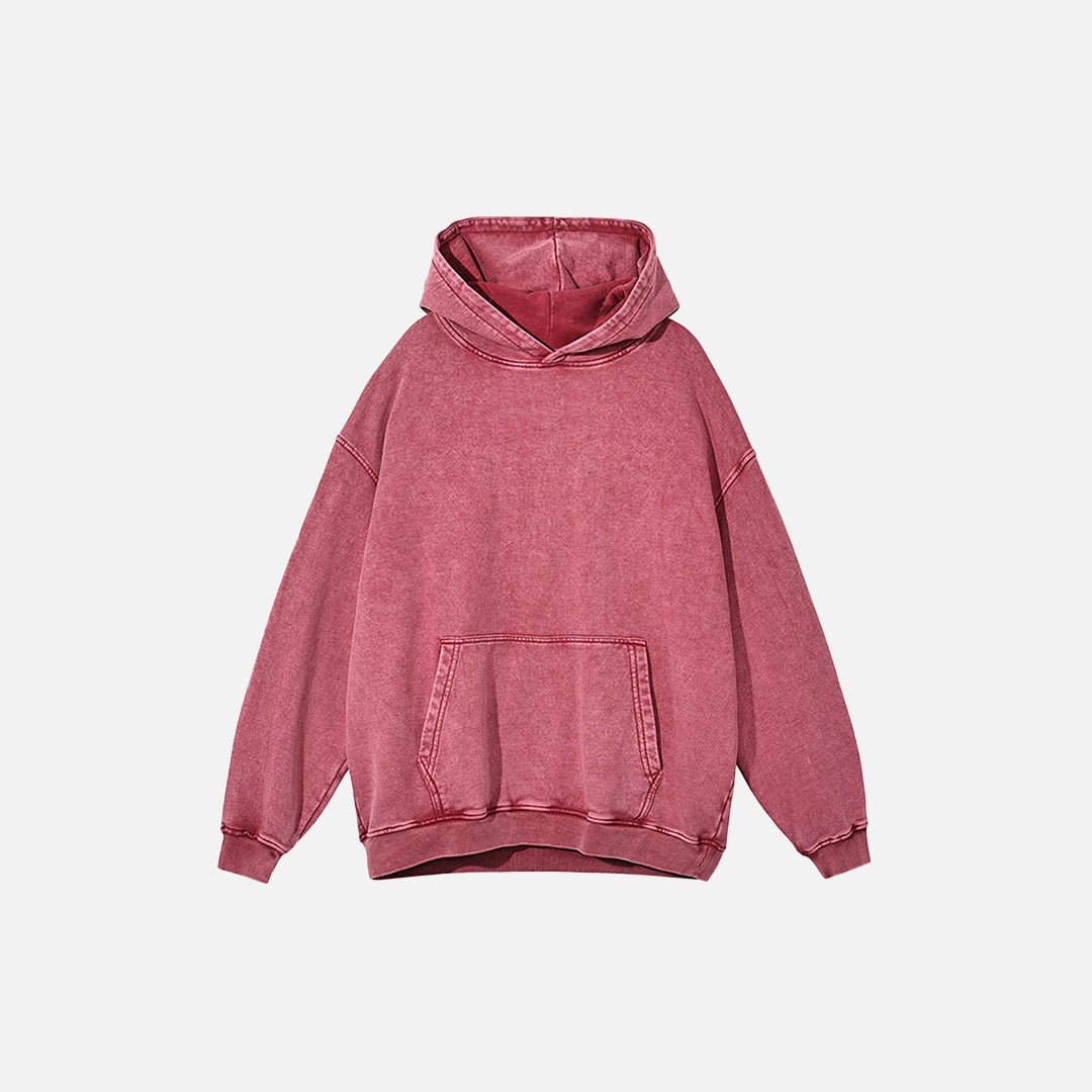 Vintage Solid Color Washed Hoodie DAXUEN