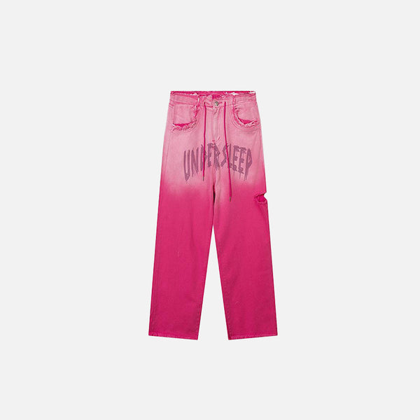 Letter Pink Baggy Wide-leg Jeans