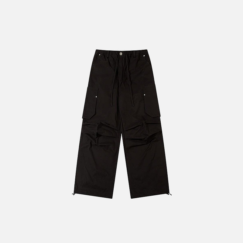 Black variant of Loose Solid Color High Waist Cargo Pants