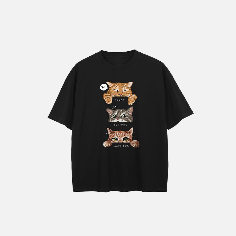 Moody Cats Graphic Print T-shirt – DAXUEN