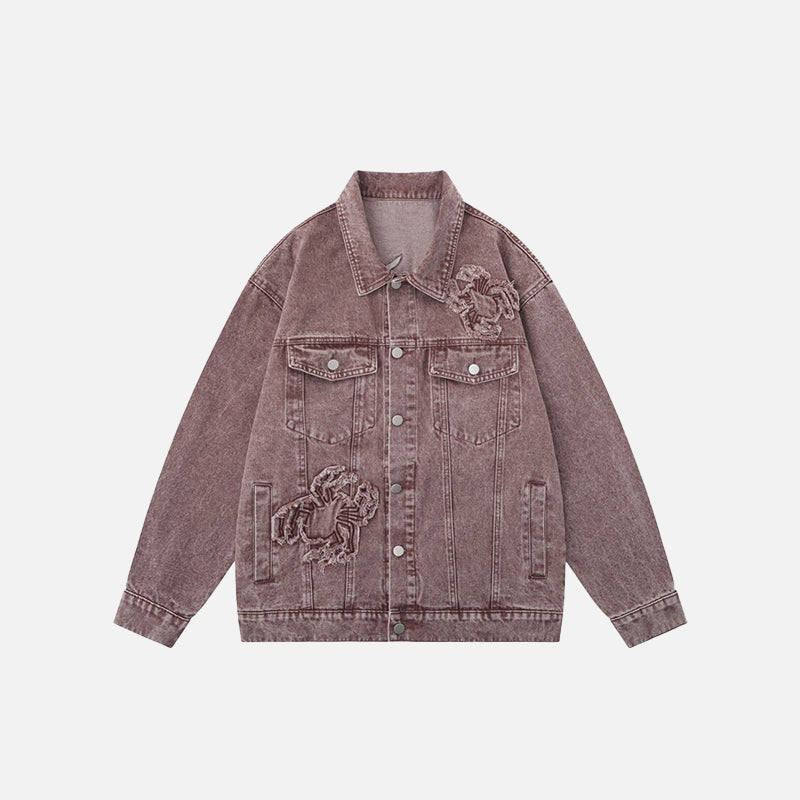 Y2K Embroidery Spider Patch Denim Jacket – DAXUEN | Streetwear & Aesthetics