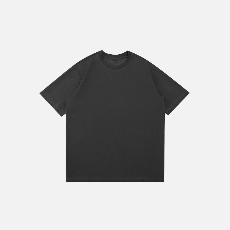 Front view of the grey Blank Oversized Solid T-shirt in a gray background 