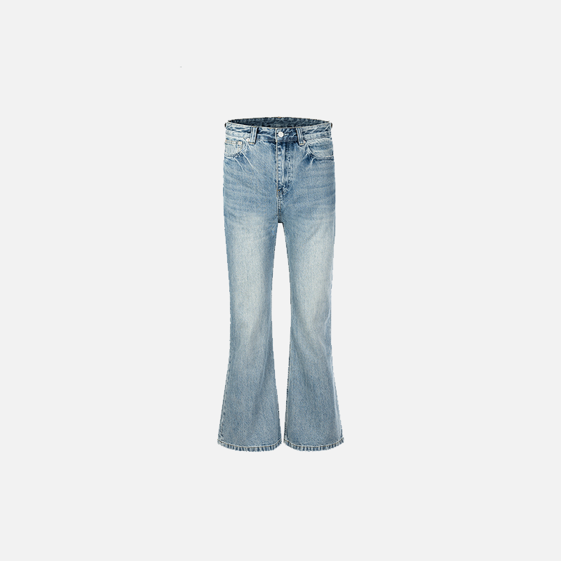 Front view of the blue Washed Ash Micro-Jeans in a gray background 