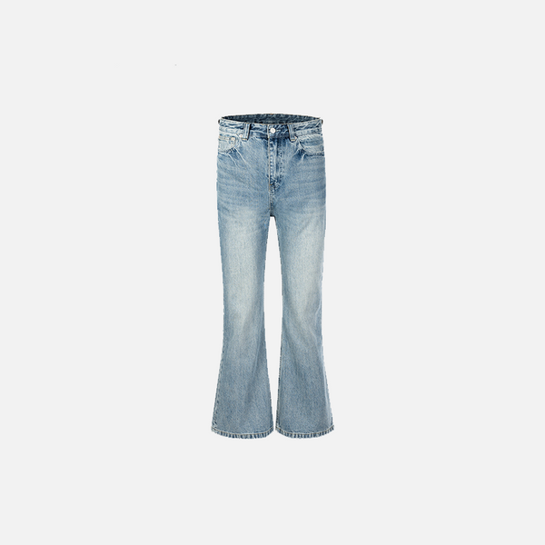 Front view of the blue Washed Ash Micro-Jeans in a gray background 