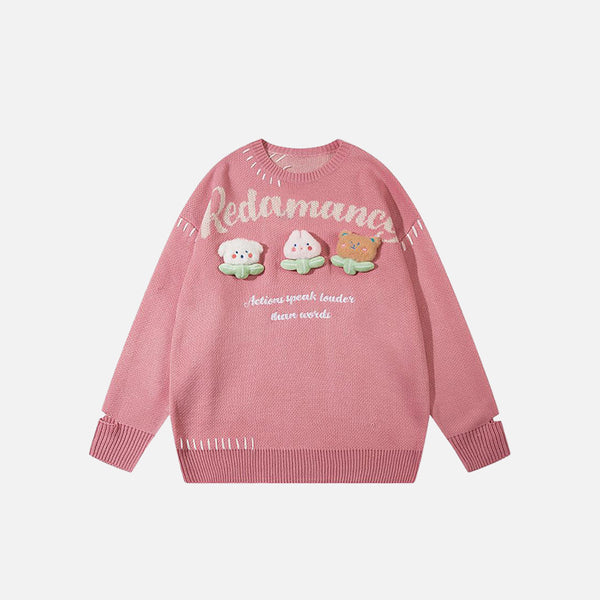 Loose Cute Mushrooms Knitted Sweater