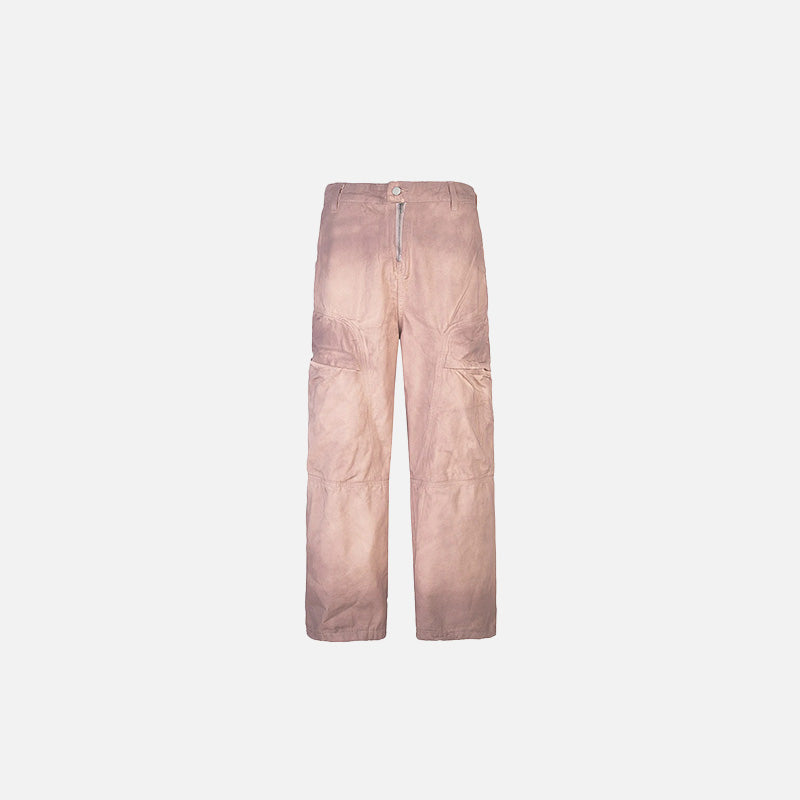 Front view of the pink Utility Workwear Jeans in a gray background