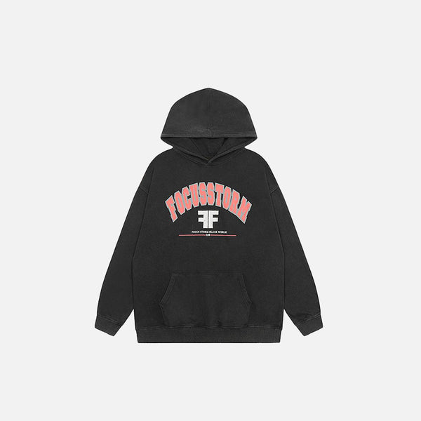 Focus Letter Embroidery Hoodie