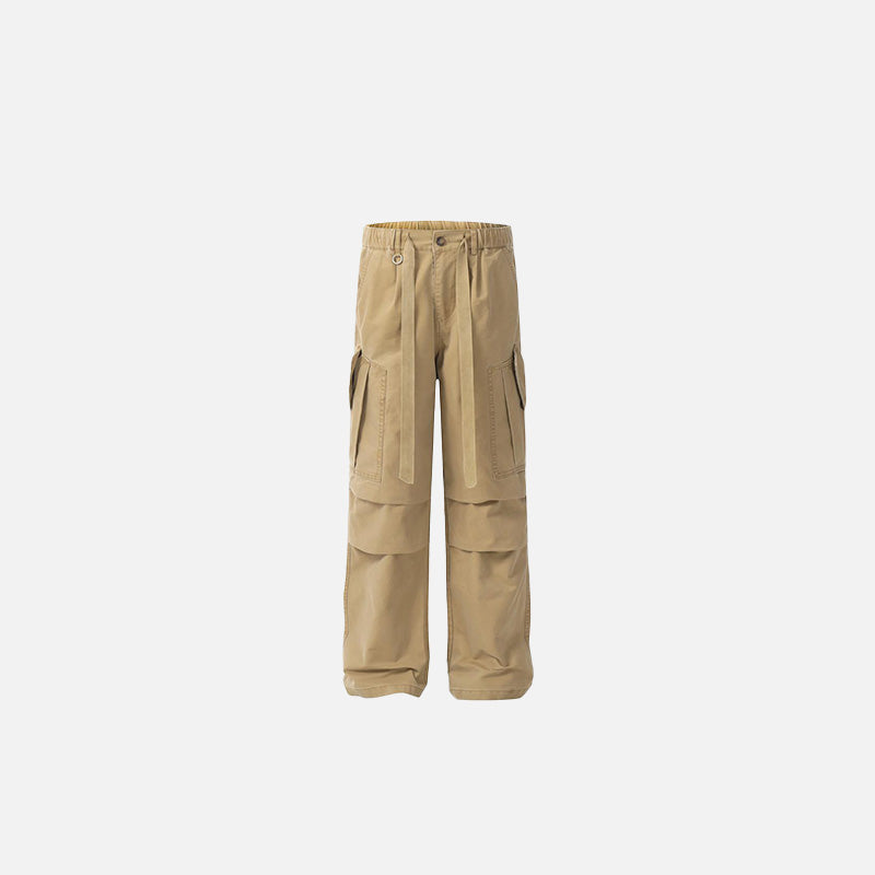 Front view of the khaki Rugged Cargo Pants in a gray background