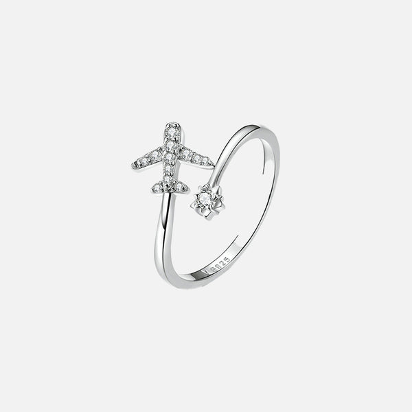 Flying Plane 925 Sterling Silver Ring