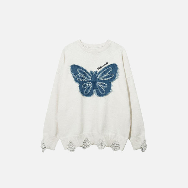 Butterfly Embroidery Loose Sweater